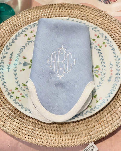 Monogrammed Scalloped Linen Napkins (set 4)