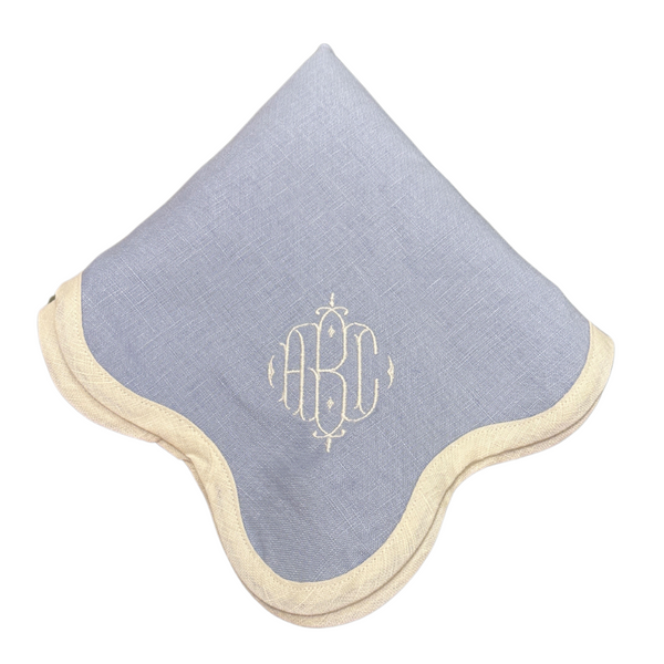 Monogrammed Scalloped Linen Napkins (set 4)