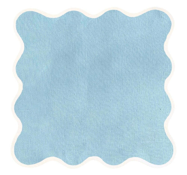 S/4 Linen Scalloped Square Napkin/Placemat