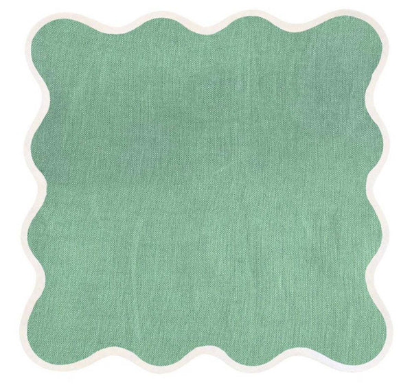 S/4 Linen Scalloped Square Napkin/Placemat