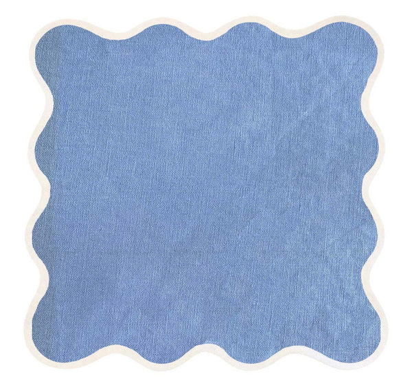 S/4 Linen Scalloped Square Napkin/Placemat