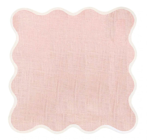S/4 Linen Scalloped Square Napkin/Placemat
