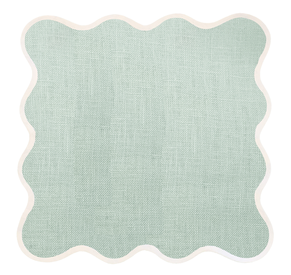S/4 Linen Scalloped Square Napkin/Placemat