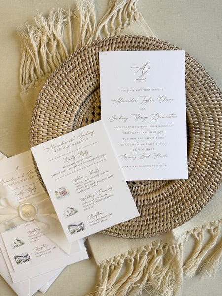 Alexandra and Zach Rosemary Beach Wedding Invitations