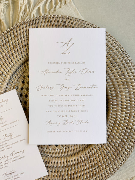 Alexandra and Zach Rosemary Beach Wedding Invitations