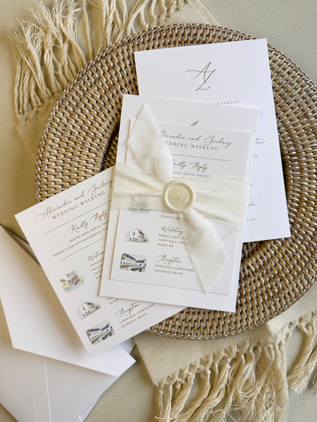 Alexandra and Zach Rosemary Beach Wedding Invitations