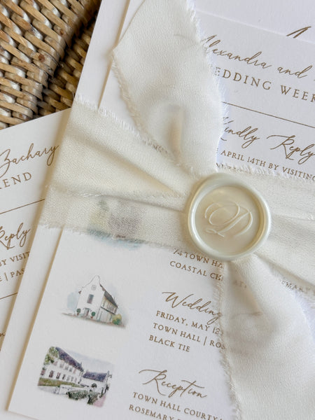 Alexandra and Zach Rosemary Beach Wedding Invitations