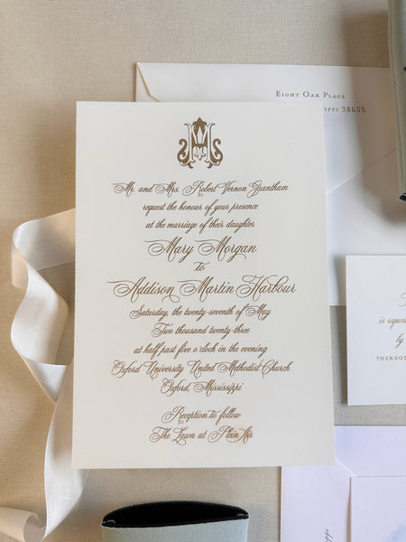 Mary Morgan and Addison Invitations - Deposit Listing