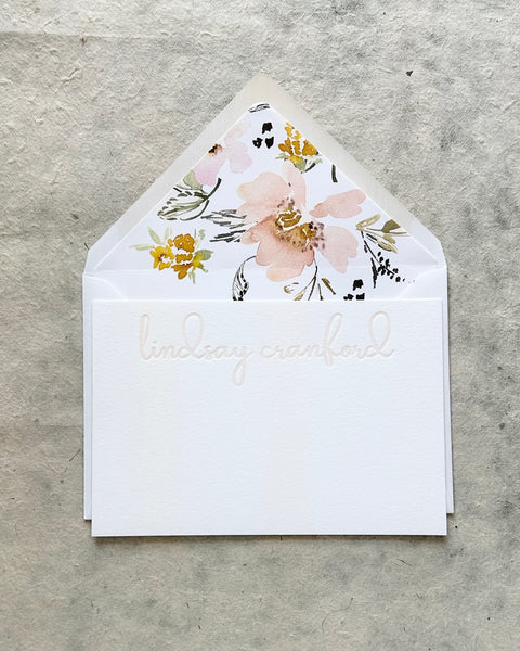 Letterpress Stationery set of 50 - Lindsay style