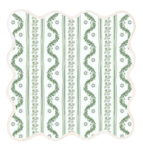 Printed Scalloped Square Napkin/Placemat