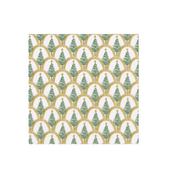 Deco Christmas Gold Cocktail Napkins