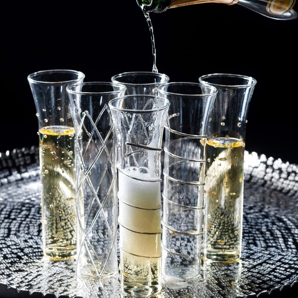 Party Set of 4 Gold Stemless Flute Glasses