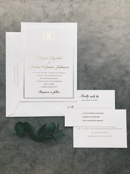 classic-gold-foil-crest-wedding-invitation