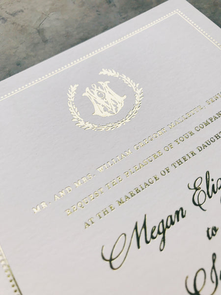 classic-gold-foil-crest-wedding-invitation