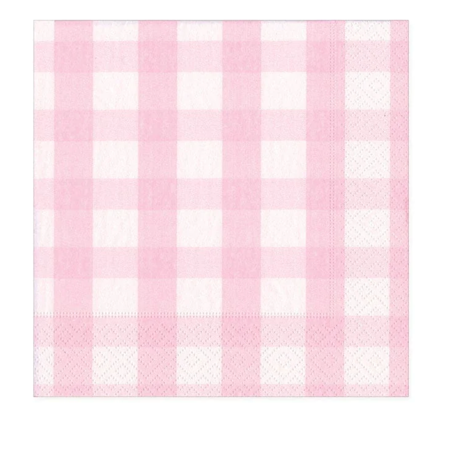 Gingham Pink Paper Tableware