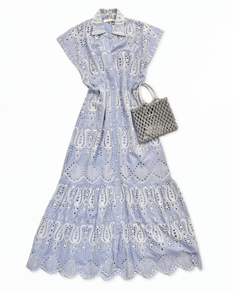 Ines Dress - Blue Eyelet