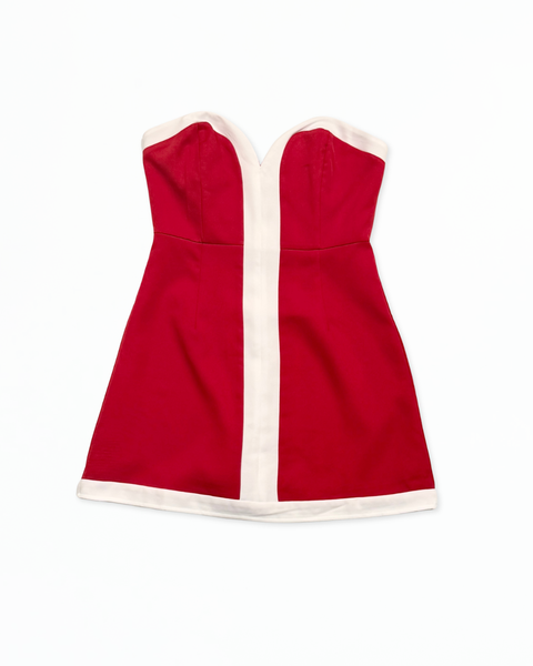 Red Contrast Trim Mini Dress