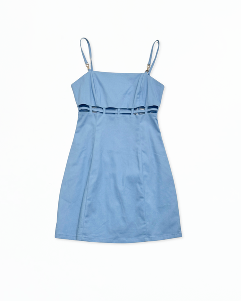 Blue Cutout Waist Mini Dress