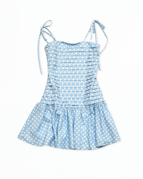 Powder Blue Polka Dot Mini Dress