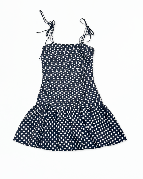 Navy Polka Dot Mini Dress
