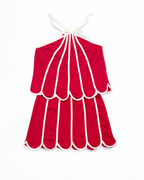 Red Scallop Mini Skirt and Top Set