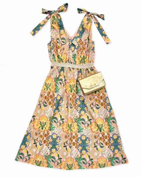 Multi Flower Printed Midi Dress
