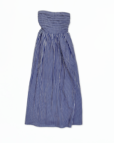 Blue & White Strapless Stripe Dress - Promenade Denim Blue (1)