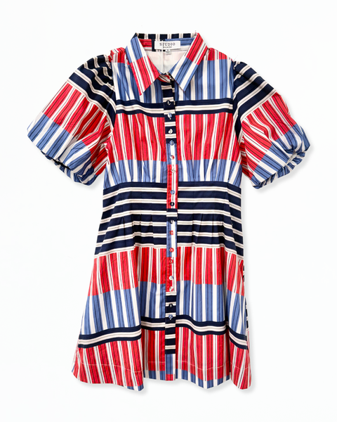 Navy/Red Striped Mini Dress