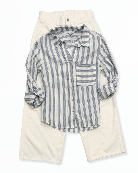 Lacy Shirt / Navy Multistripe