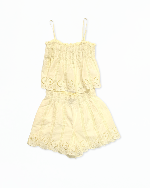 Yellow Eyelet Woven Top and Short Set Ansley