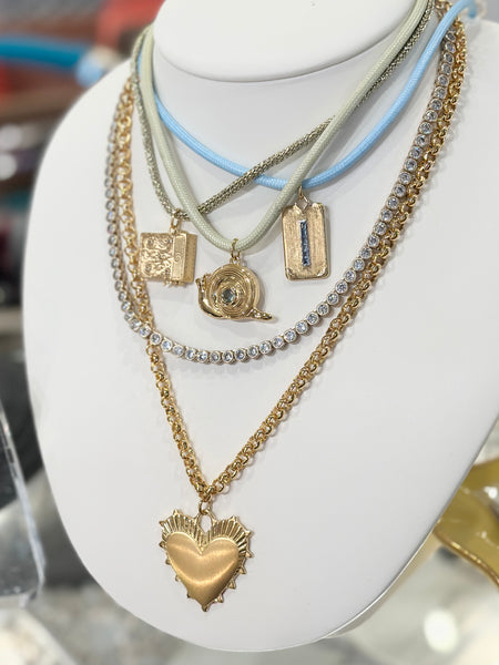 Carpe Diem Charm on Gold Lurex Necklace Cord