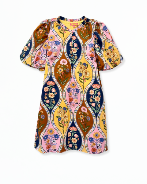 Floral Puff Sleeve Short Dress
