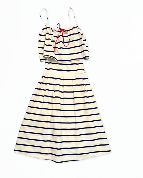 Cream & Navy Stripe Crop Top and Skirt Set - Sailor