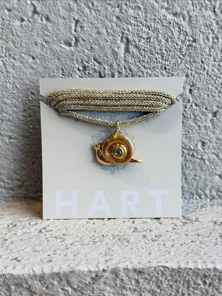 Snail Charm on Gold Lurex Necklace Cord