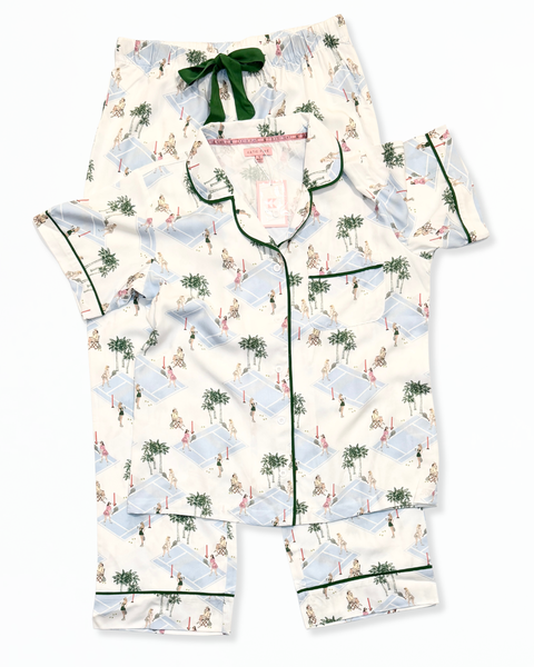 Blue Palm Courts Pajama Pants Set
