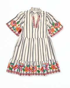 Embroidered Stripe Dress  Fresh Ink