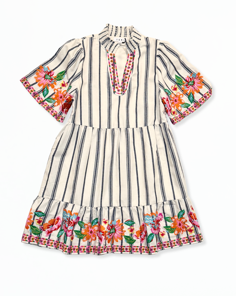 Embroidered Stripe Dress