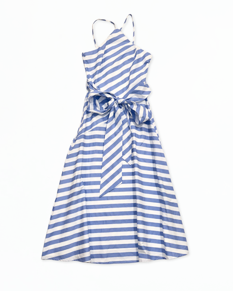 Blue & White Striped Midi Dress