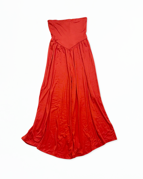 Red Knit Strapless Jumpsuit - Aehea Cherry Tomato