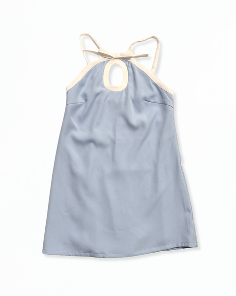 Blue Keyhole White Trim Mini Dress