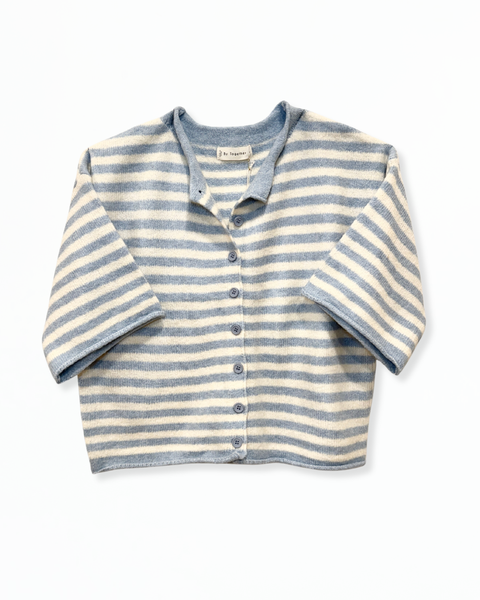 Kelsey Quarter Sleeve Cardigan Sweater - Light Blue Ivory
