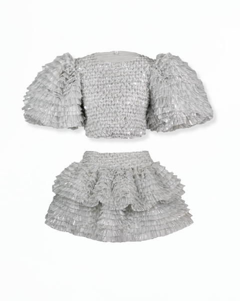 Solen Top & Skirt Set - White