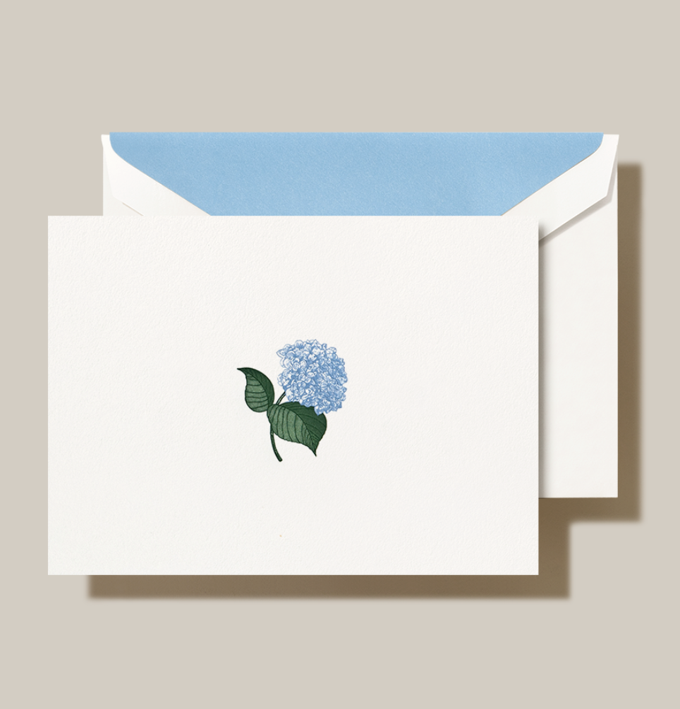 Engraved Blue Hydrangea Note