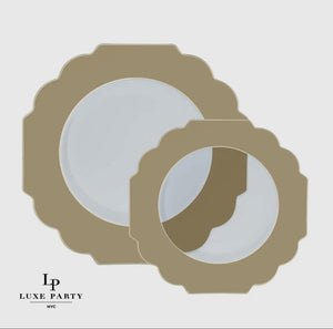 Scalloped Clear Gold Plastic Salad Plates