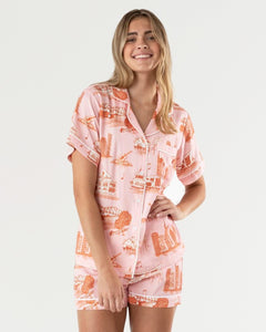 Nashville Toile Pajama Set (Pink, Orange) by Katie Kime