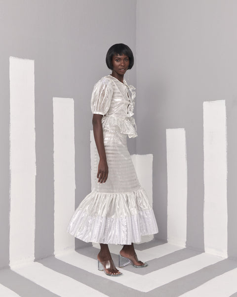 Rila Dress - White/Silver