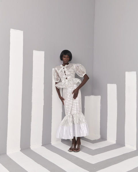 Rila Dress - White/Silver