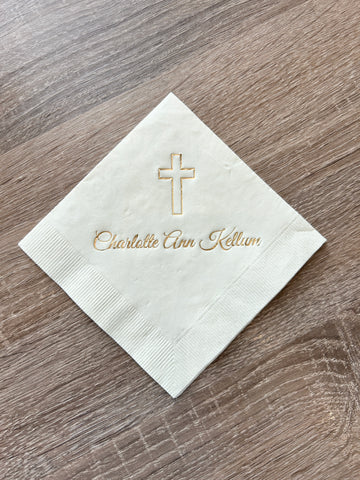 Cross Baptism Foil-Stamped Napkins