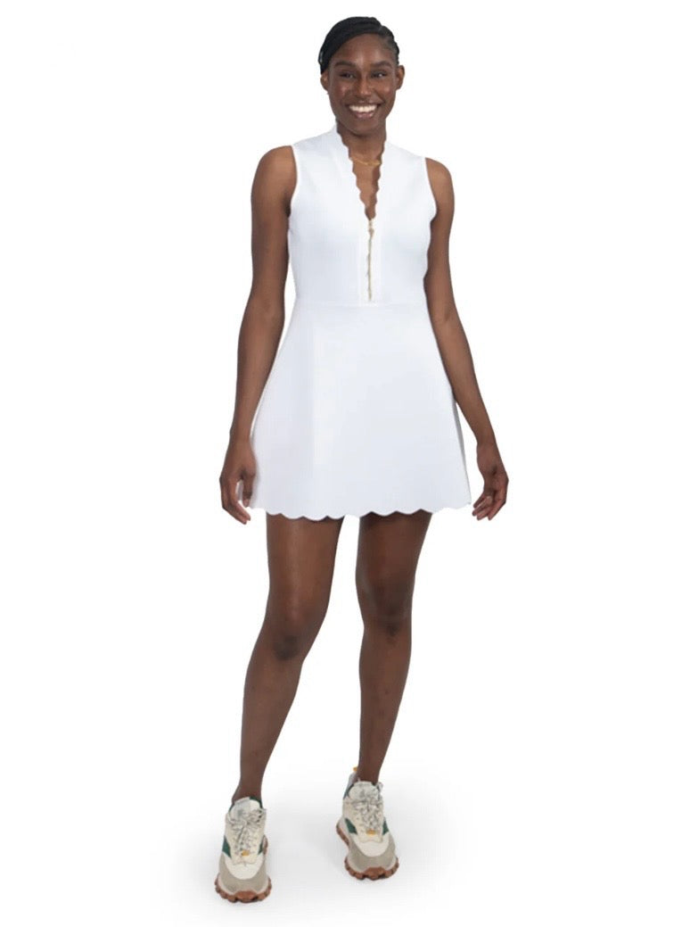 Varsity Orchid Dress - White Scuba