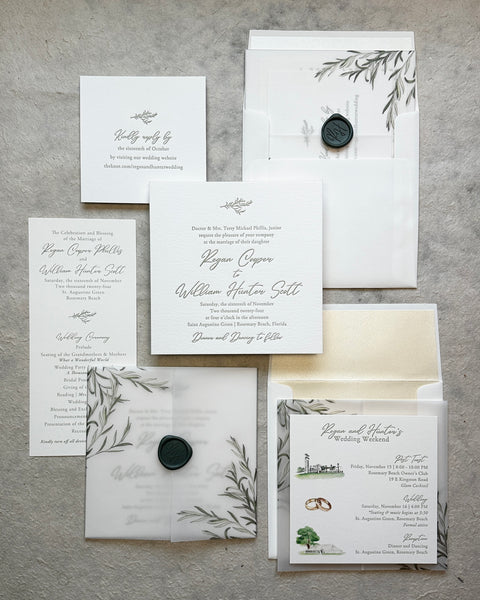 Regan and Hunter - Rosemary Beach Wedding Invitations